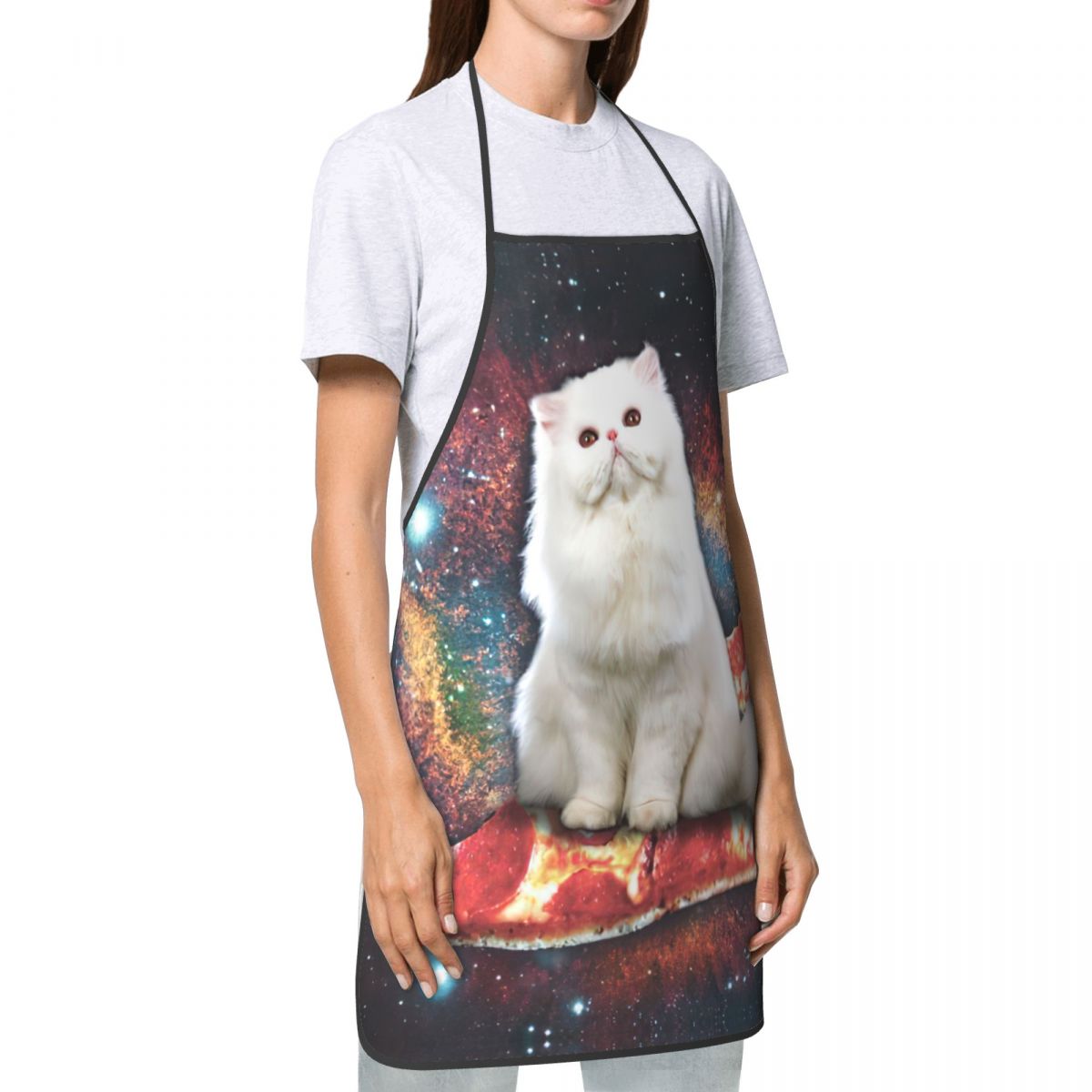 Galaxy Space Cat Pizza Art Apron