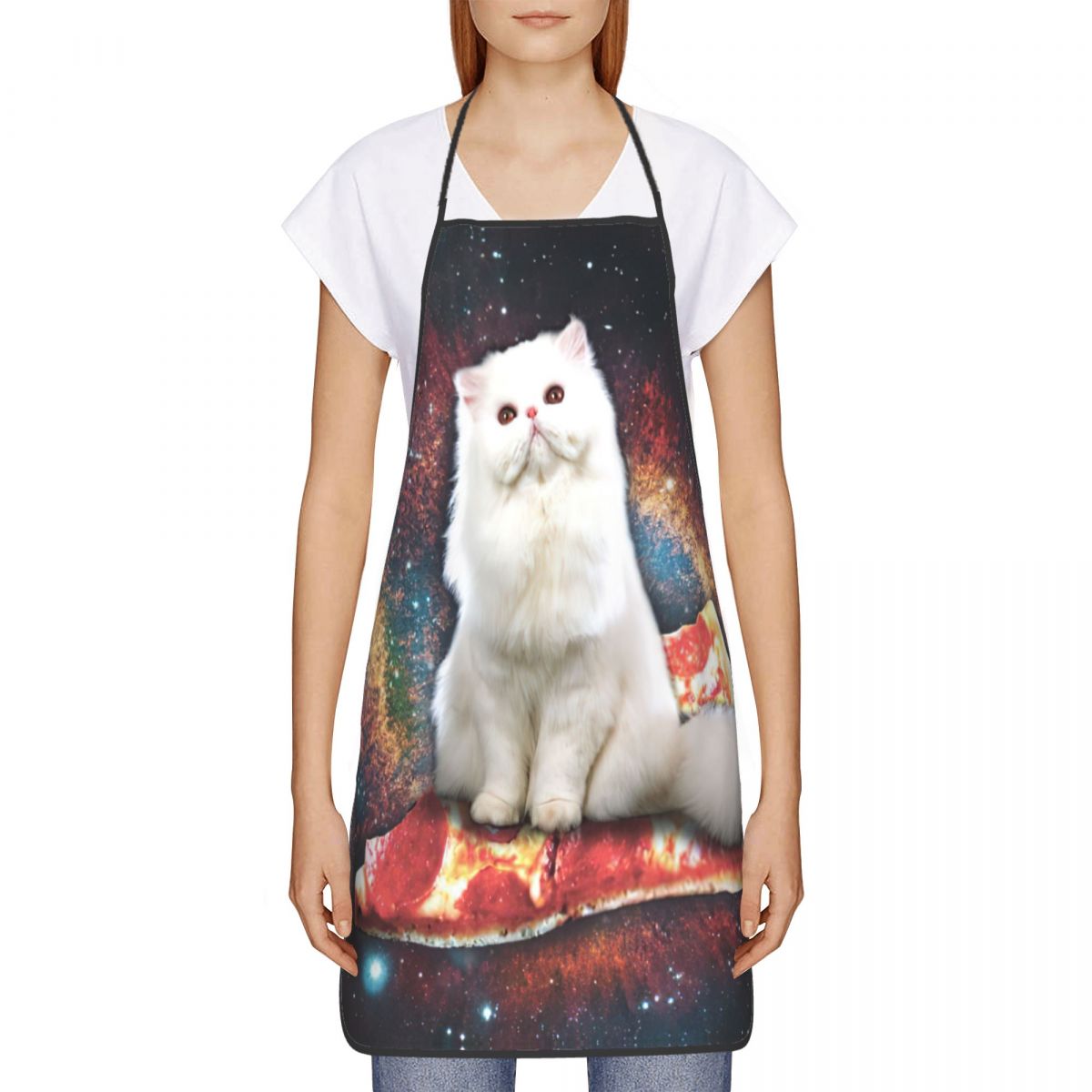 Galaxy Space Cat Pizza Art Apron